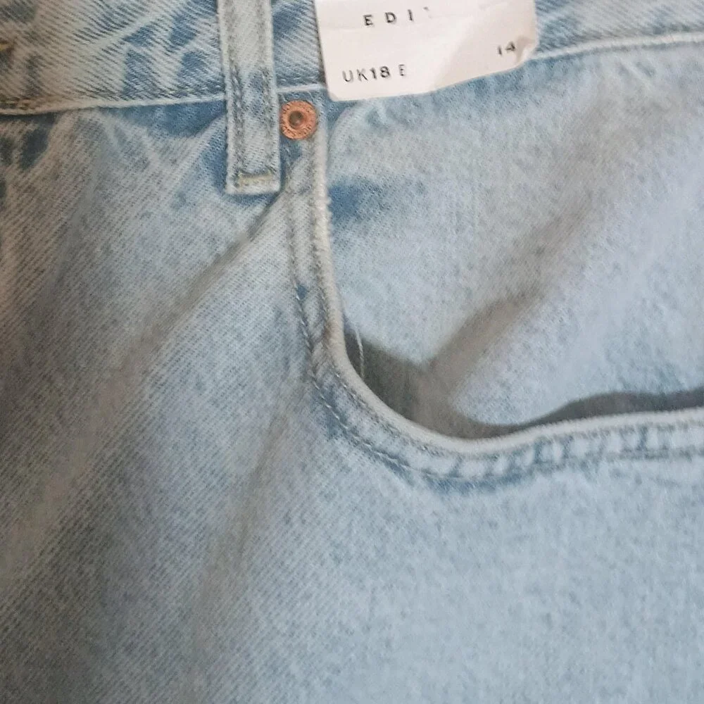 Topshop Edition Womens Jeans Size 14 W36 L34 Vintage Wash High Waist Straight Bu - Picture 3 of 8